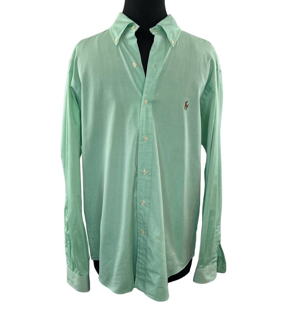 RALPH LAUREN Mens Green Classic Fit Long Sleeve Button Down Collared Shirt M